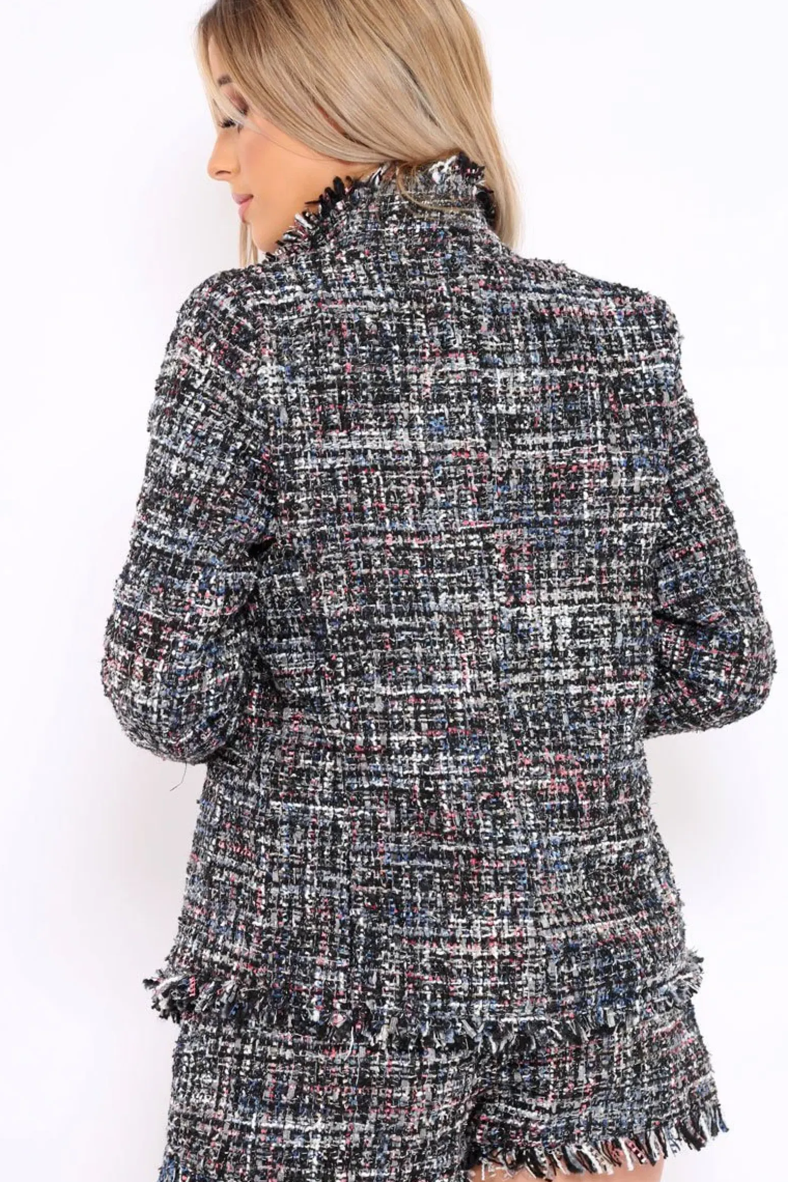Rebellious Fashion Blue Tweed Blazer - Rubi