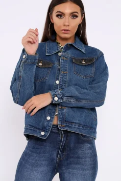 Rebellious Fashion Blue Two Tone Denim Jacket -Shay