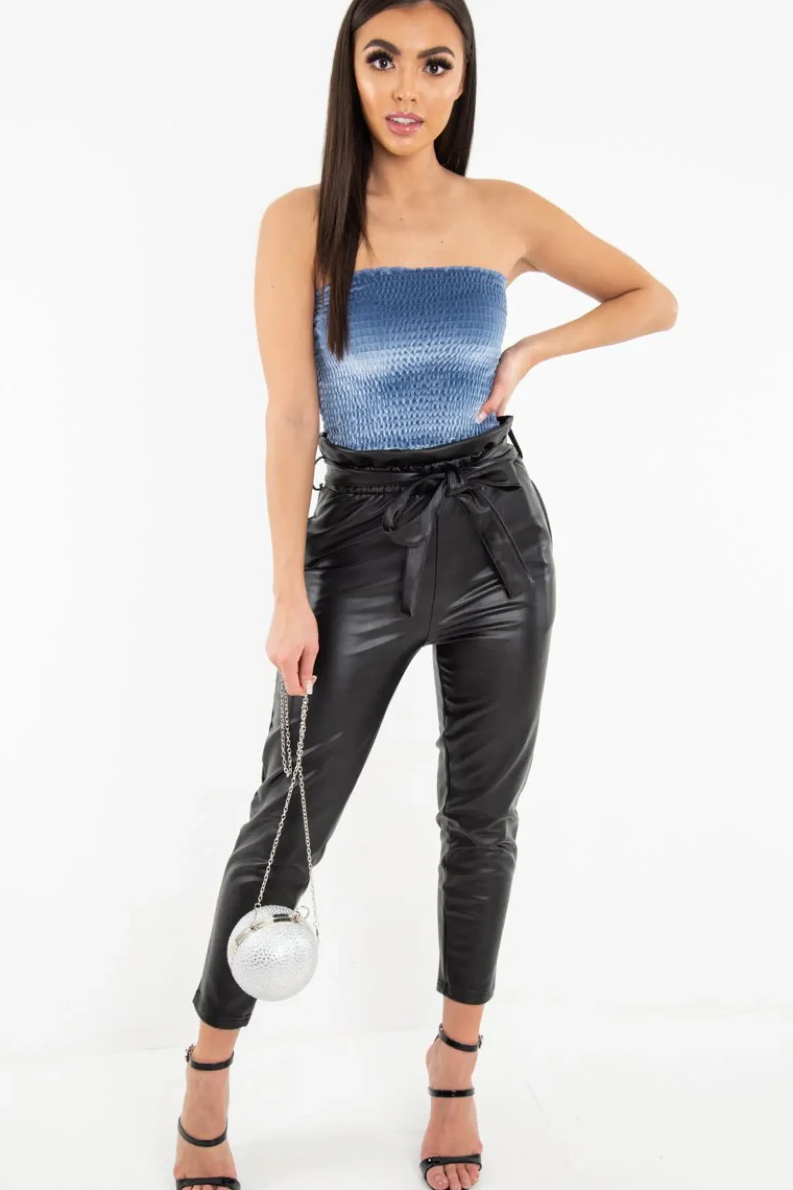 Rebellious Fashion Blue Velvet Ruched Bandeau - Yitty