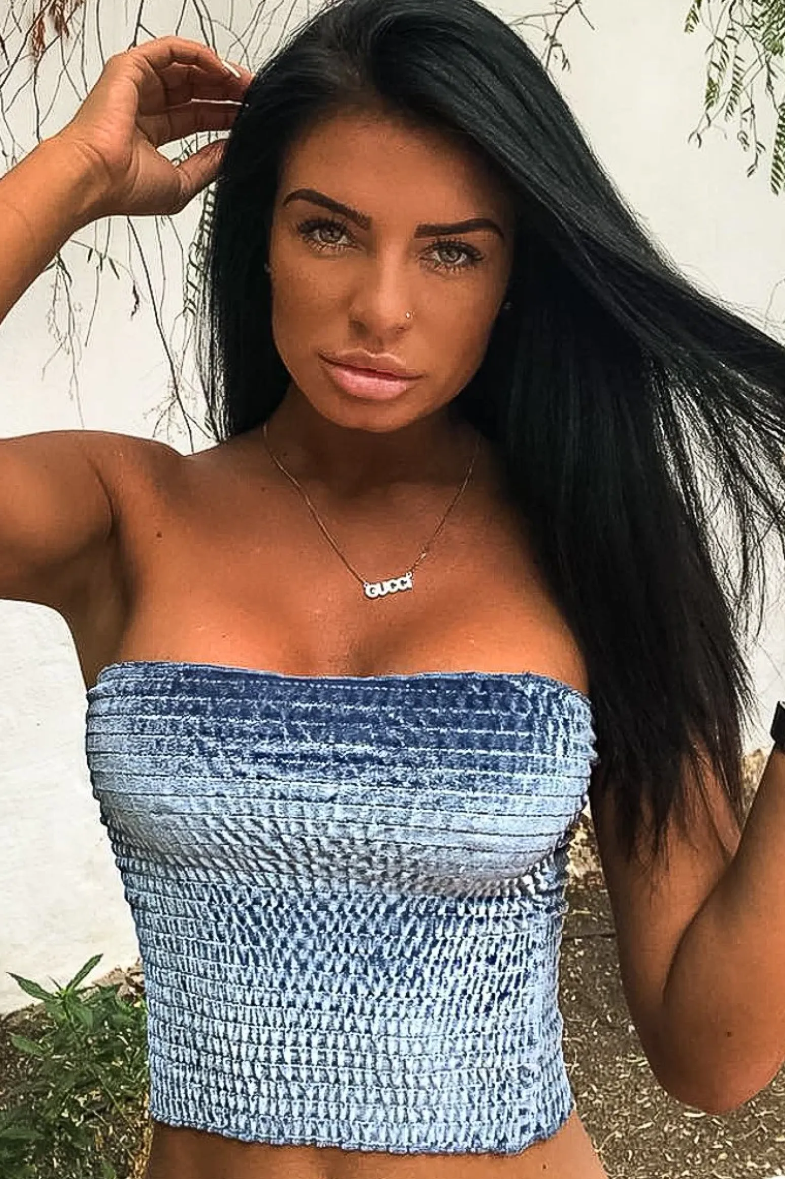 Rebellious Fashion Blue Velvet Ruched Bandeau - Yitty