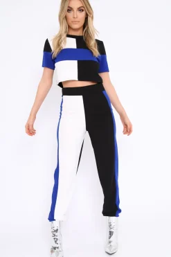 Rebellious Fashion Blue White and Black Colour Block Co-ord - Jacey