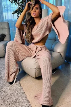 Rebellious Fashion Blush Chunky Knit Loungewear Set - Harper