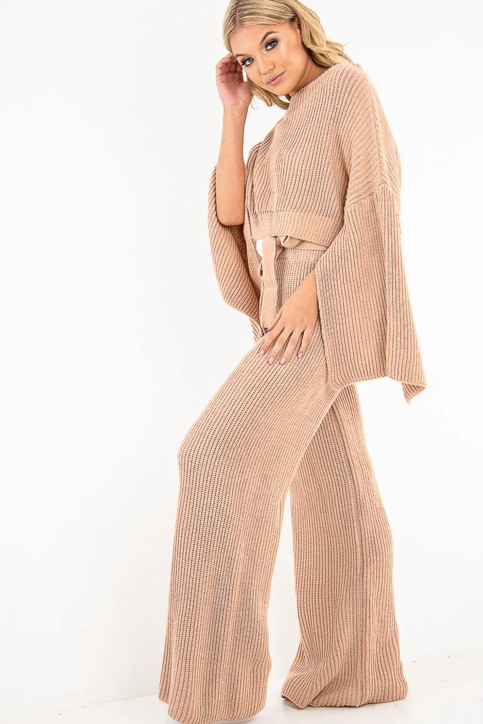 Rebellious Fashion Blush Chunky Knit Loungewear Set - Harper