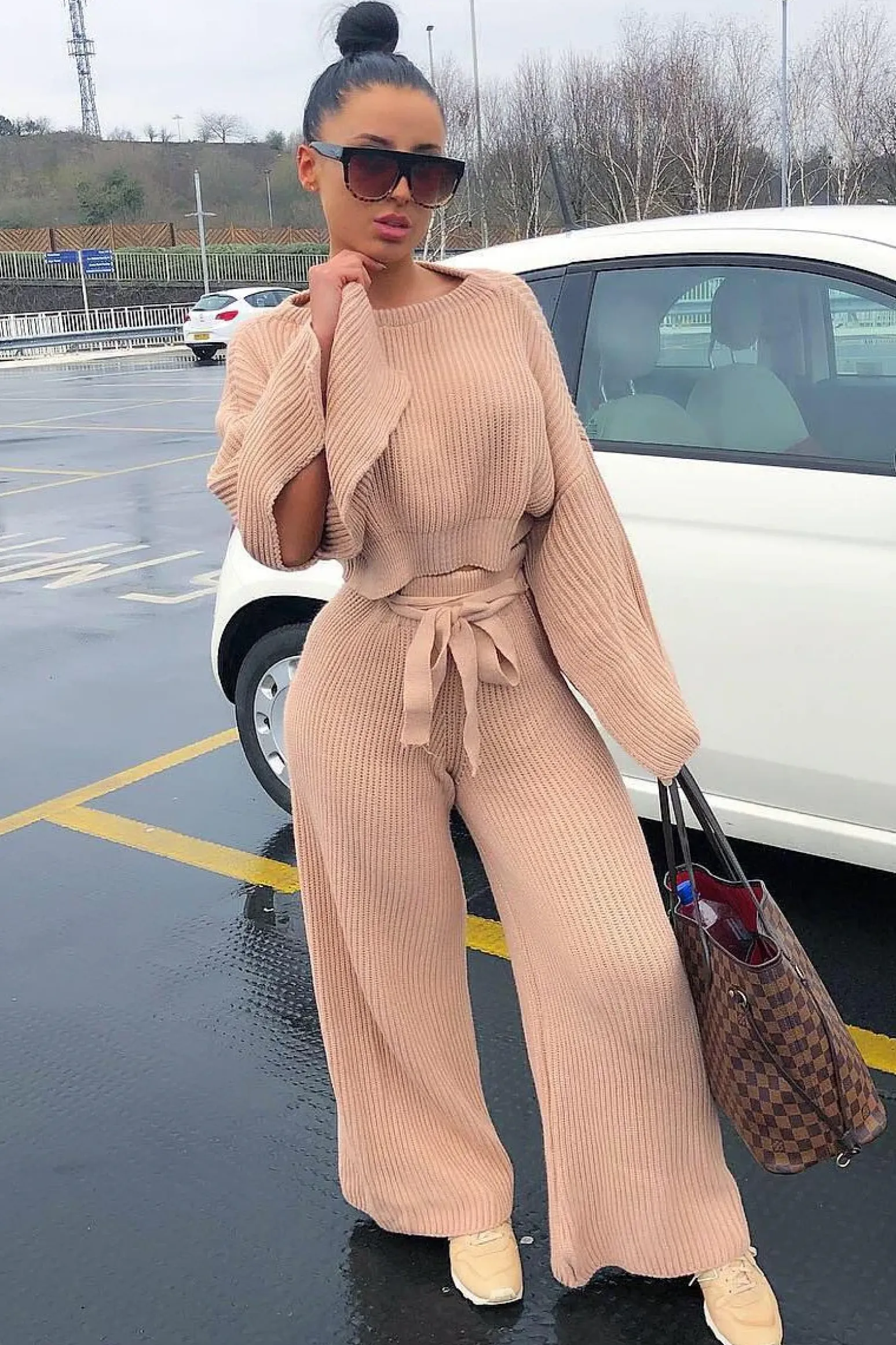 Rebellious Fashion Blush Chunky Knit Loungewear Set - Harper