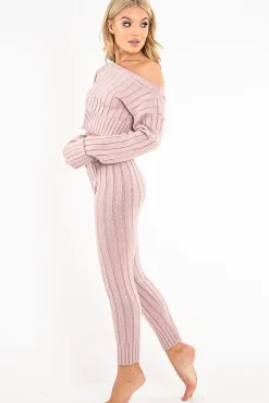Rebellious Fashion Blush Chunky Knit Loungewear Set - Wynter