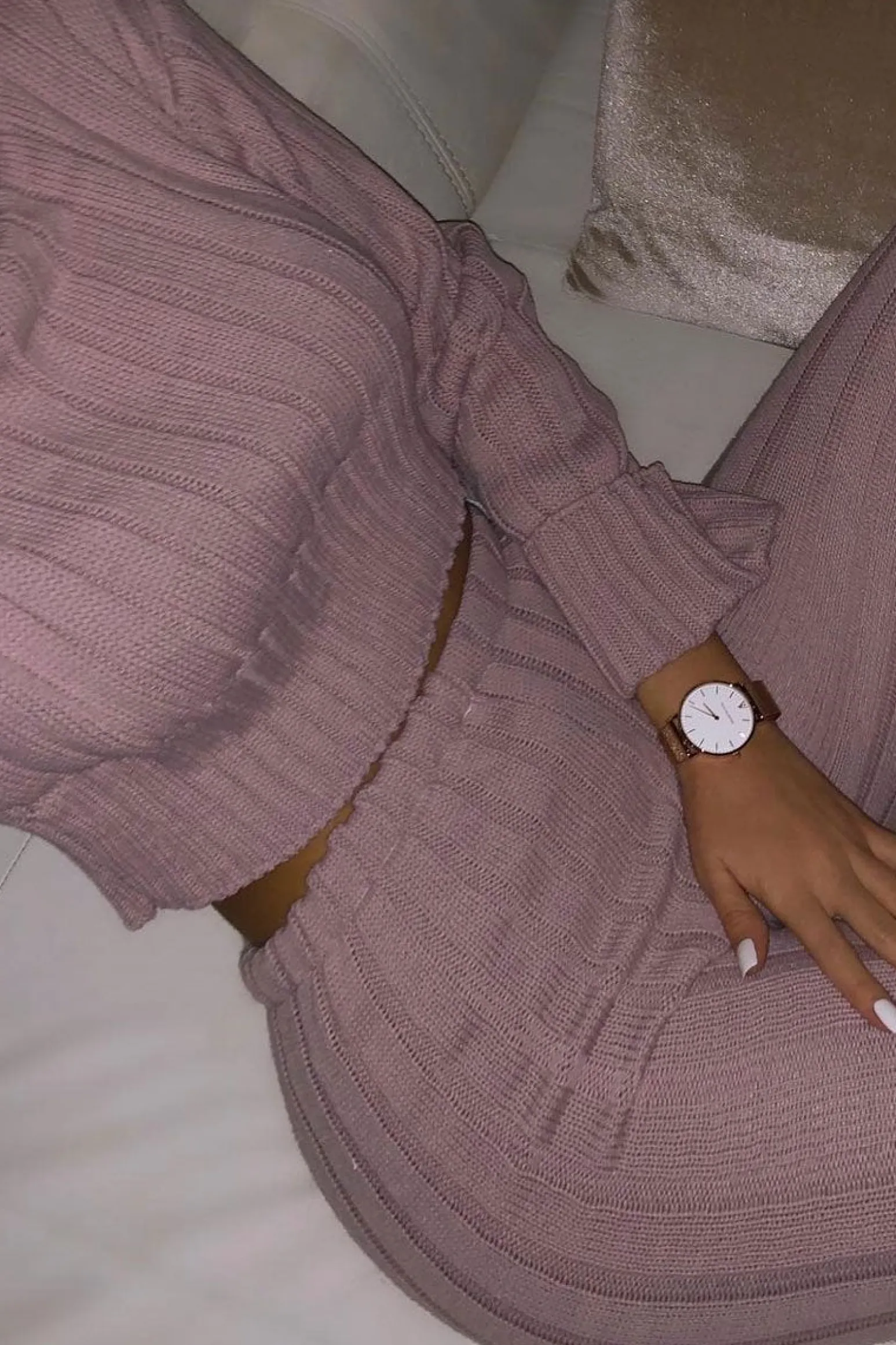 Rebellious Fashion Blush Chunky Knit Loungewear Set - Wynter