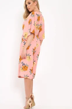 Rebellious Fashion Blush Floral Kimono Sleeve Culotte Jumpsuit - Alyia