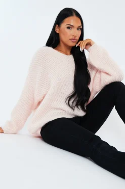Rebellious Fashion Blush Scoop Neck Fluffy Jumper - Ameliah