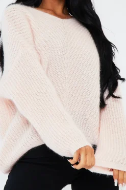 Rebellious Fashion Blush Scoop Neck Fluffy Jumper - Ameliah