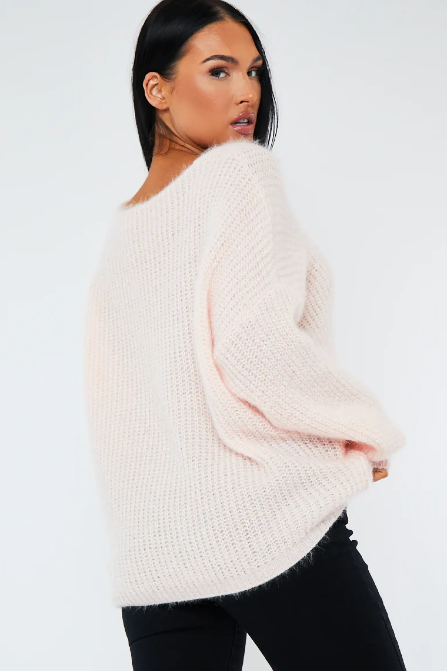 Rebellious Fashion Blush Scoop Neck Fluffy Jumper - Ameliah