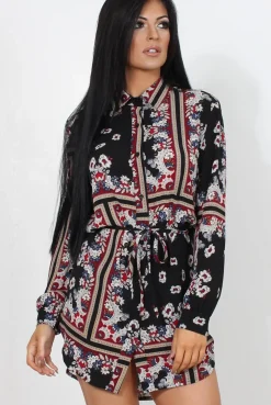 Rebellious Fashion Bono Black Paisley Print Shirt Dress