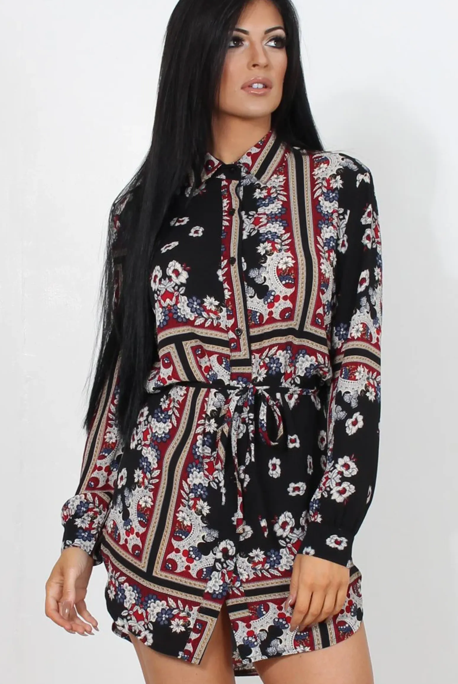 Rebellious Fashion Bono Black Paisley Print Shirt Dress