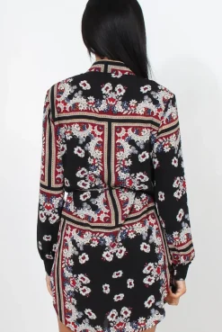 Rebellious Fashion Bono Black Paisley Print Shirt Dress