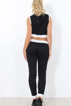 Rebellious Fashion Borro Black Two Piece Activewear Set