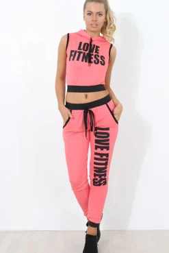 Rebellious Fashion Borro Coral Two Piece Activewear Set