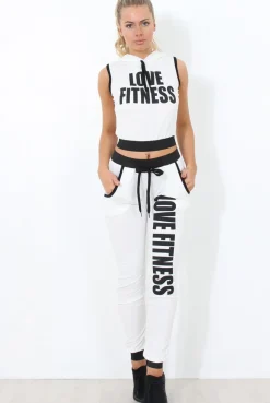 Rebellious Fashion Borro White Two Piece Activewear Set