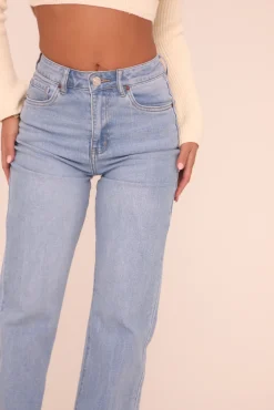 Rebellious Fashion Bright Blue Stretch Straight Leg Jeans - Brianna