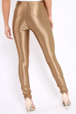 Rebellious Fashion Bronze High Waisted Disco Pants - Deena