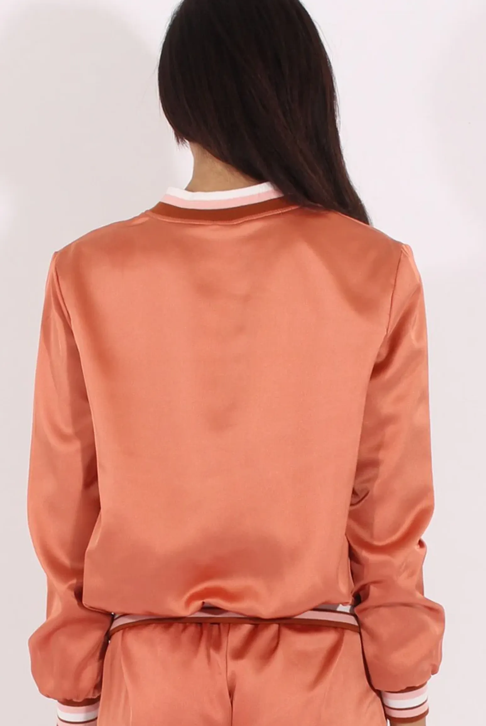 Rebellious Fashion Bronze Satin Bomber Jacket - Tricia