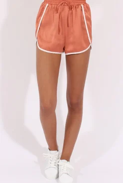 Rebellious Fashion Bronze Satin Drawstring Shorts - Elexius