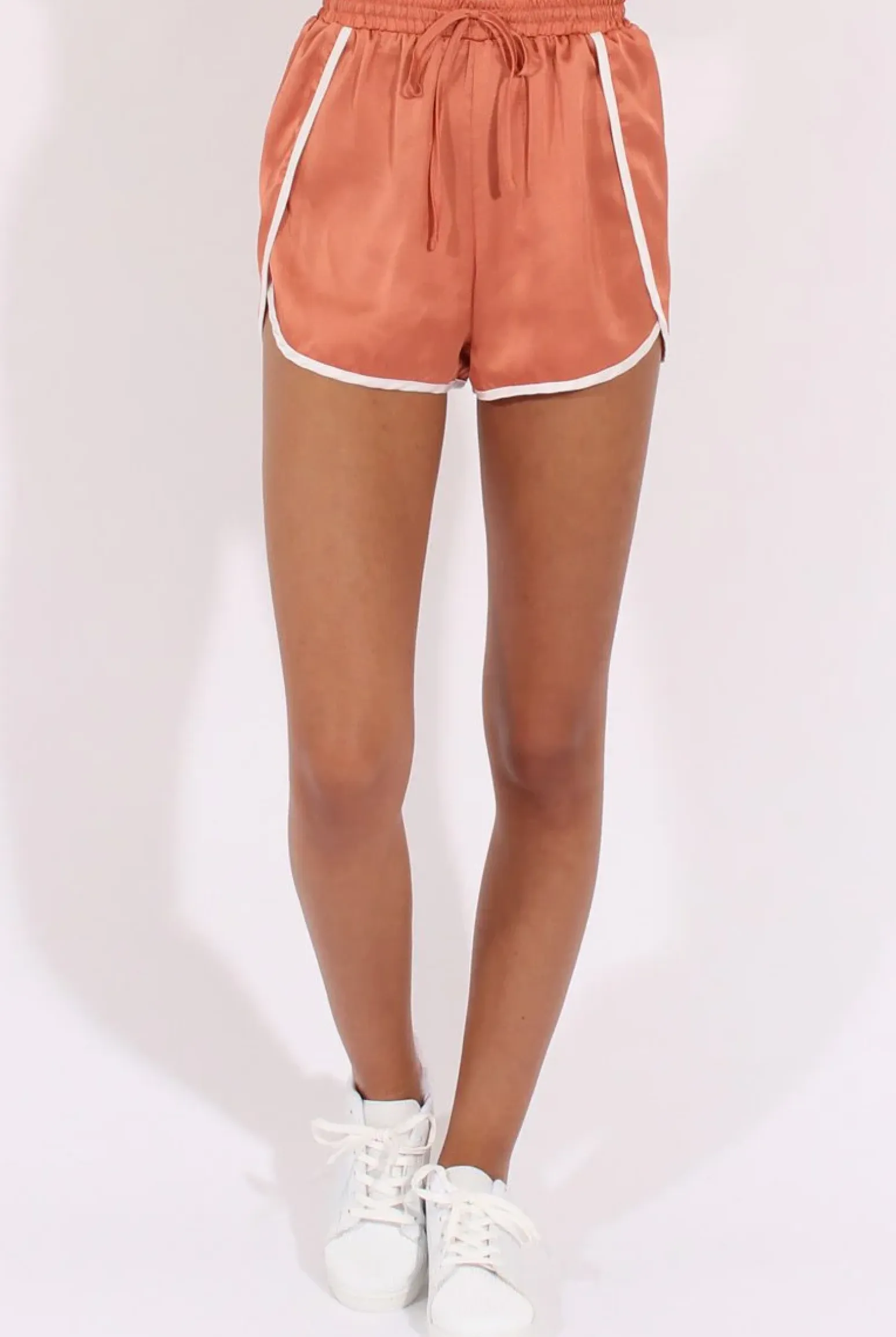 Rebellious Fashion Bronze Satin Drawstring Shorts - Elexius