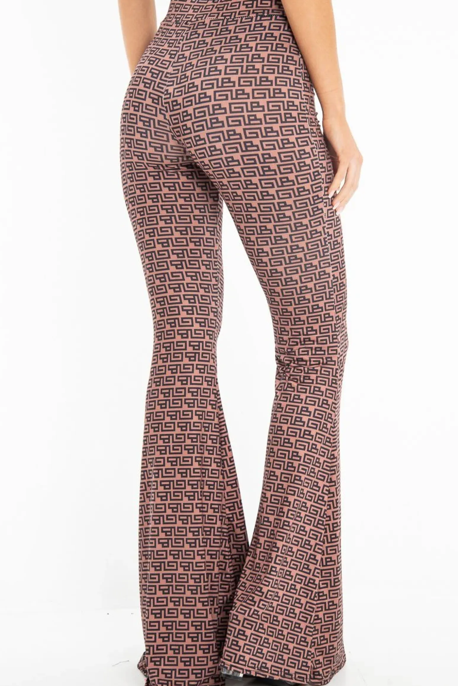 Rebellious Fashion Brown Aztec Print Flared Trousers - Mianna