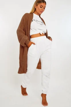 Rebellious Fashion Brown Balloon Sleeve Longline Knit Cardigan - Abbie