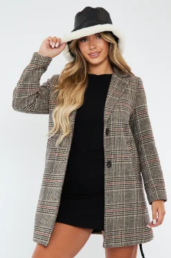 Rebellious Fashion Brown Checked Tailored Coat - Willow