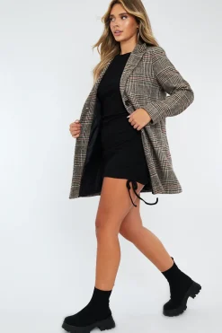 Rebellious Fashion Brown Checked Tailored Coat - Willow