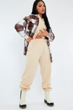 Rebellious Fashion Brown Check Pocket Front Shacket - Nura