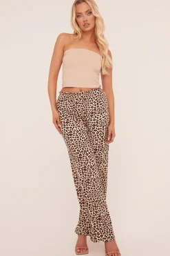 Rebellious Fashion Brown Leopard Print High Waist Wide Leg Trousers - Hansel