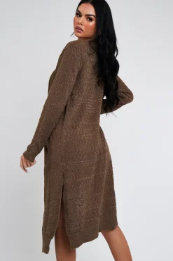Rebellious Fashion Brown Long Knit Cardigan - Shola