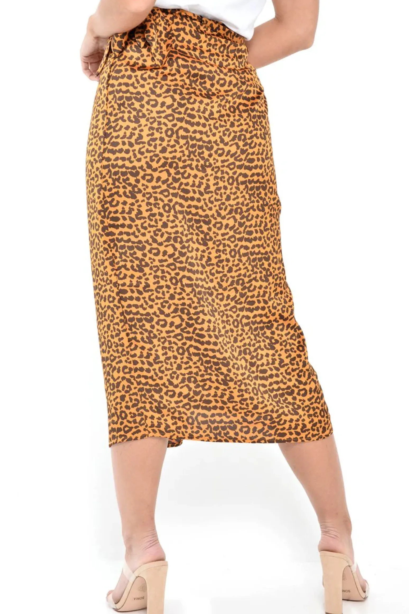 Rebellious Fashion Brown Mustard Leopard Print Wrap Skirt - Elloise