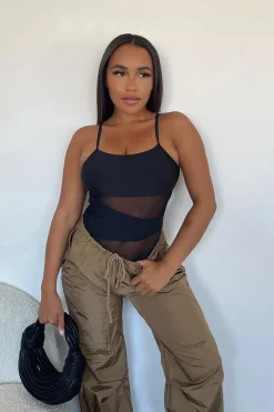 Rebellious Fashion Brown Nylon Parachute Tech Cargo Trousers - Anika