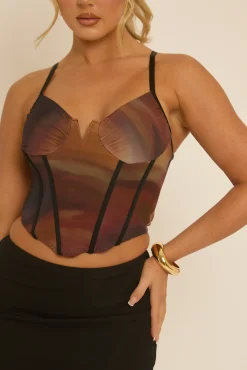 Rebellious Fashion Brown Ombre Corset Top - Amalie