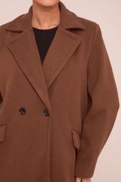 Rebellious Fashion Brown Oversized Double Breasted Longline Coat - Blakely