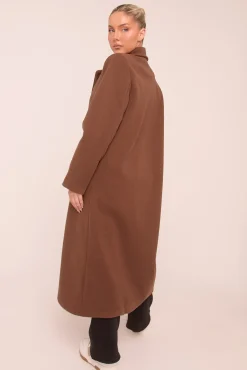 Rebellious Fashion Brown Oversized Double Breasted Longline Coat - Blakely