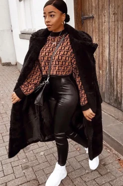 Rebellious Fashion Brown Repeat Print Crop Jumper - Ryhanna