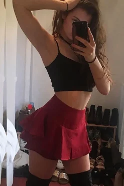 Rebellious Fashion Burgundy Frill High Waisted Shorts - Claudelle