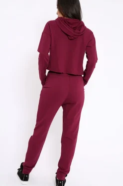 Rebellious Fashion Burgundy Ripped Loungewear Set - Natalia