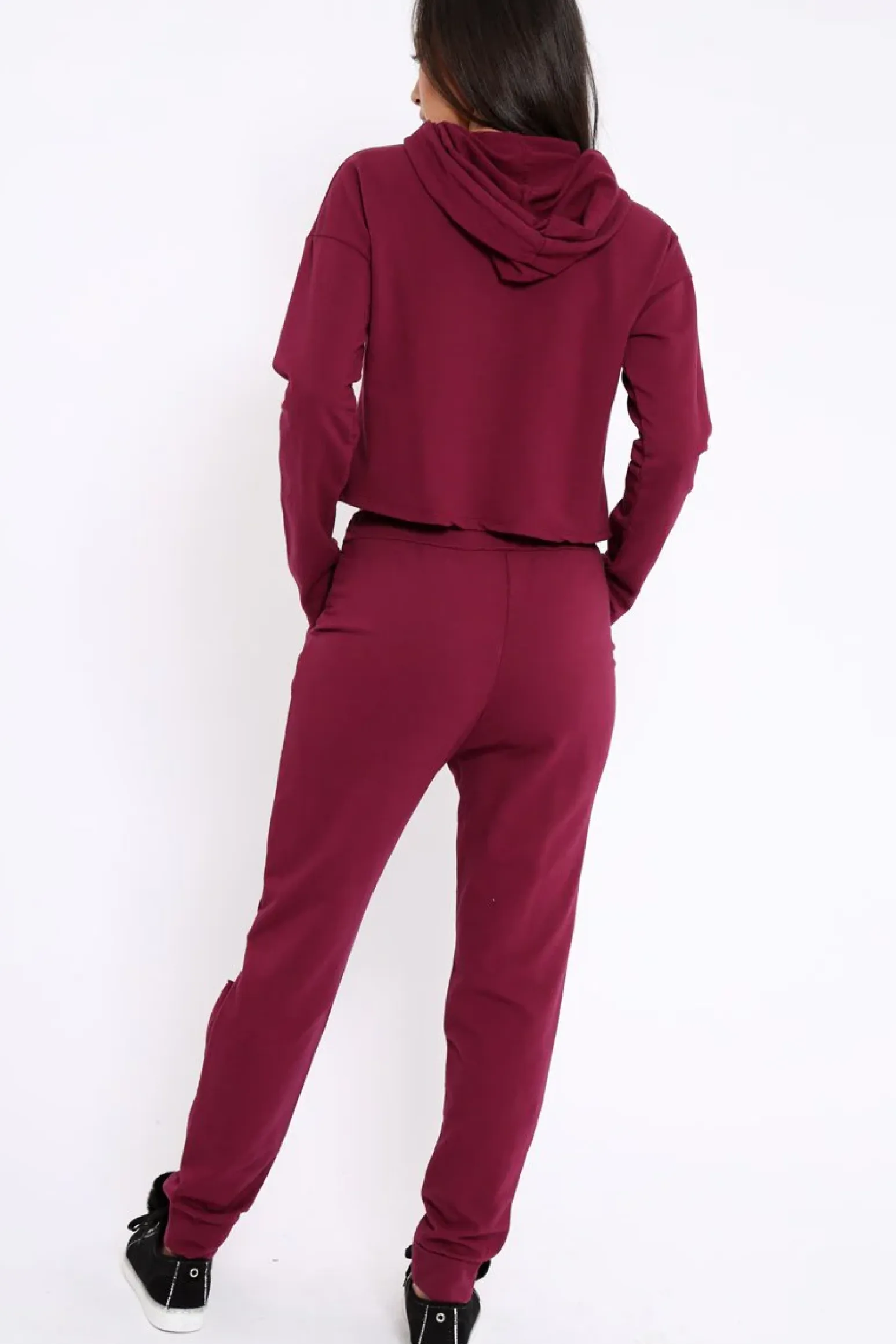 Rebellious Fashion Burgundy Ripped Loungewear Set - Natalia