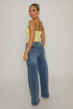 Rebellious Fashion Butter Yellow Boned Strappy Corset Top - Edita