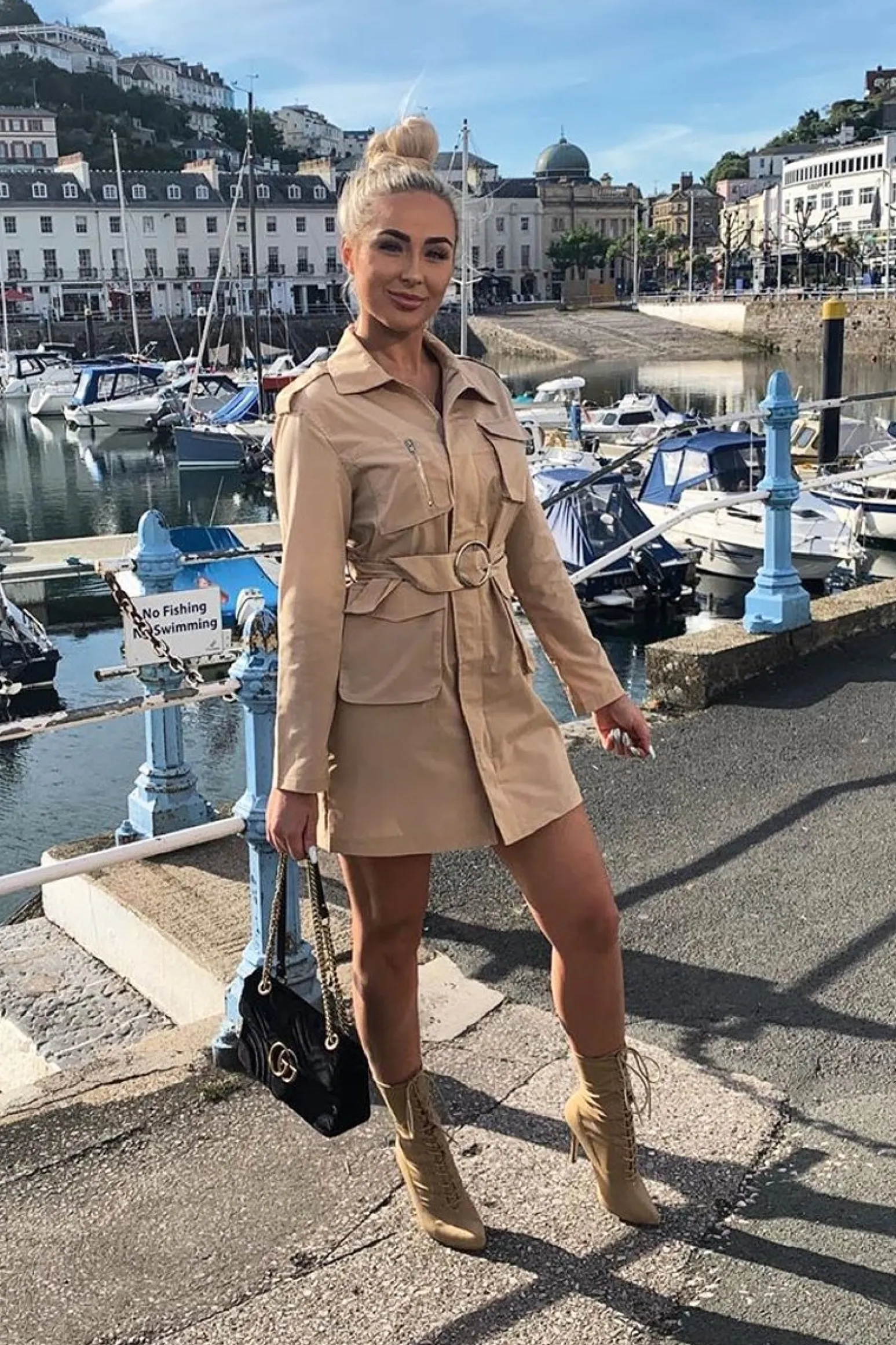 Rebellious Fashion Camel Utility Belted Zip Front Shirt Dress - Meliyah