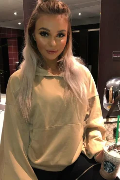 Rebellious Fashion Camel Balloon Sleeve Pocket Front Hoodie - Lainee