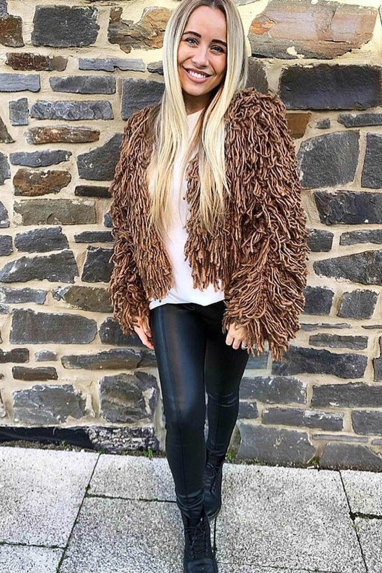 Rebellious Fashion Camel Crop Shaggy Jacket - Idelle