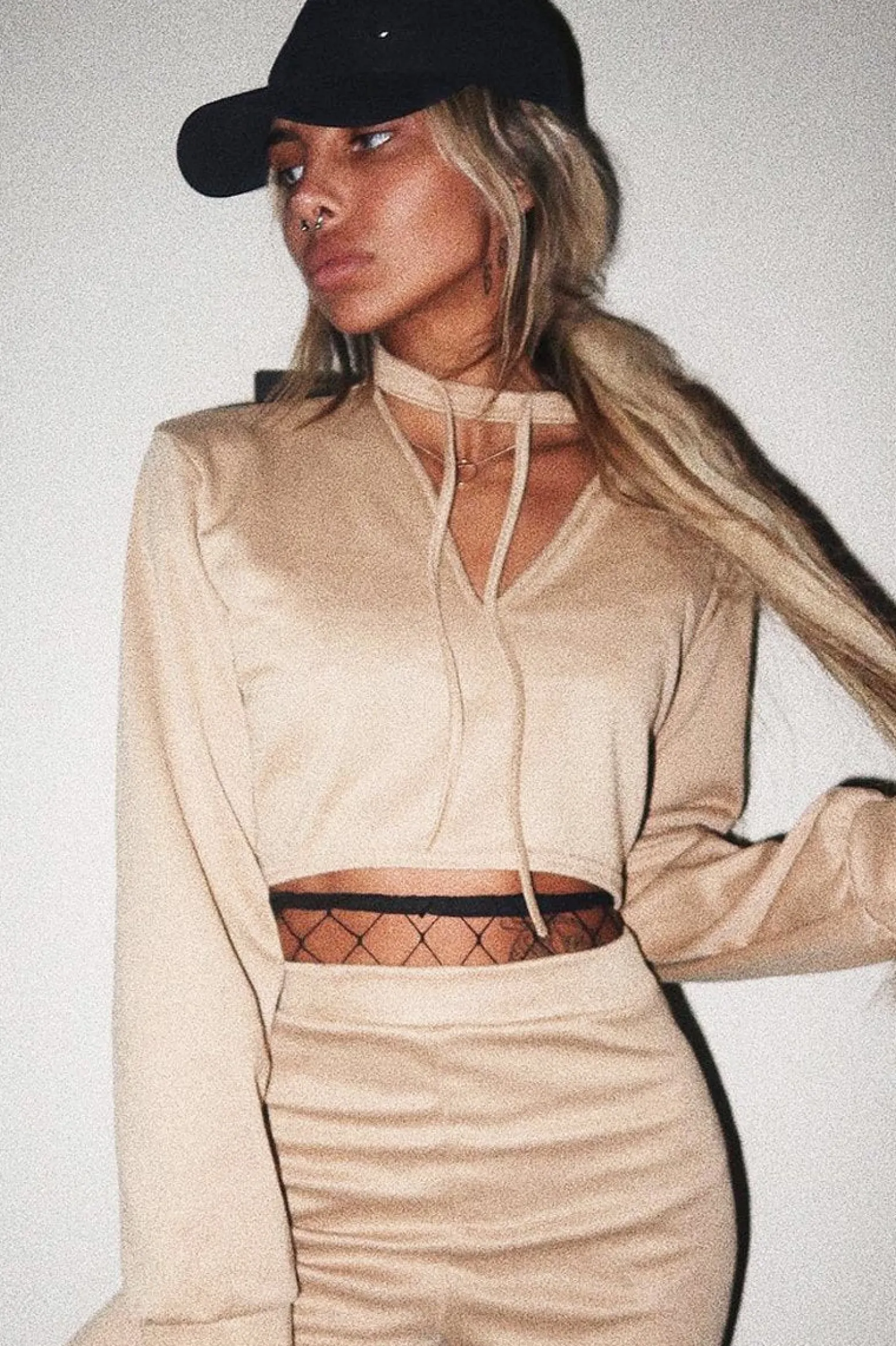 Rebellious Fashion Camel Cut Out Loungewear Set - Adaia