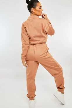 Rebellious Fashion Camel Drawstring Waist Jumper and Joggers Co-ord - Kayla