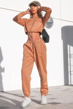 Rebellious Fashion Camel Drawstring Waist Jumper and Joggers Co-ord - Kayla