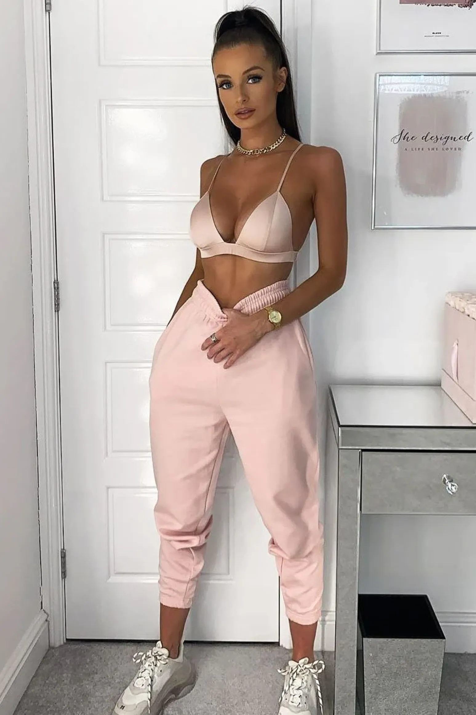 Rebellious Fashion Camel Elasticated Tie Waist Joggers - Kamella