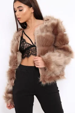 Rebellious Fashion Camel Faux Fur Jacket - Amaria